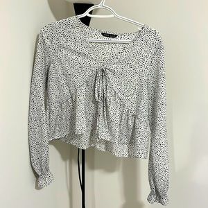 White and Black polka dot, small, SHEIN top.